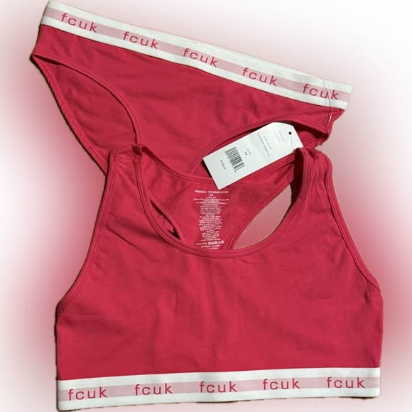 FCUK French Connection Crop Top Bralette and Bikini Brief Set - Picture 3 of 8